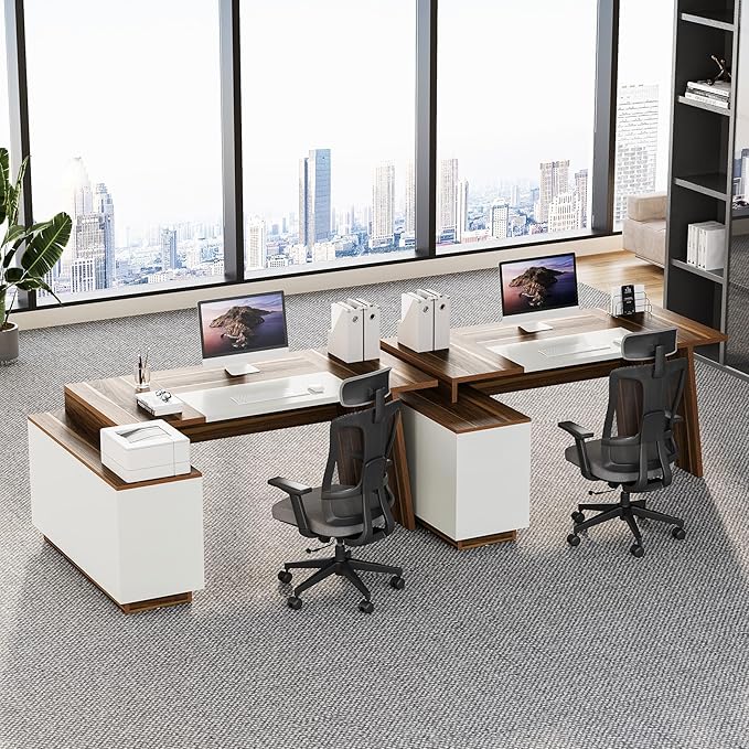 LITTLE TREE 70.5-Inch Executive Desk, Large Home Office Desk - Image 7