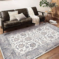 Washable Area Rug 4x6 Rugs for Living Room Retro Flowers Machine Non-Slip by CHAMPLANT