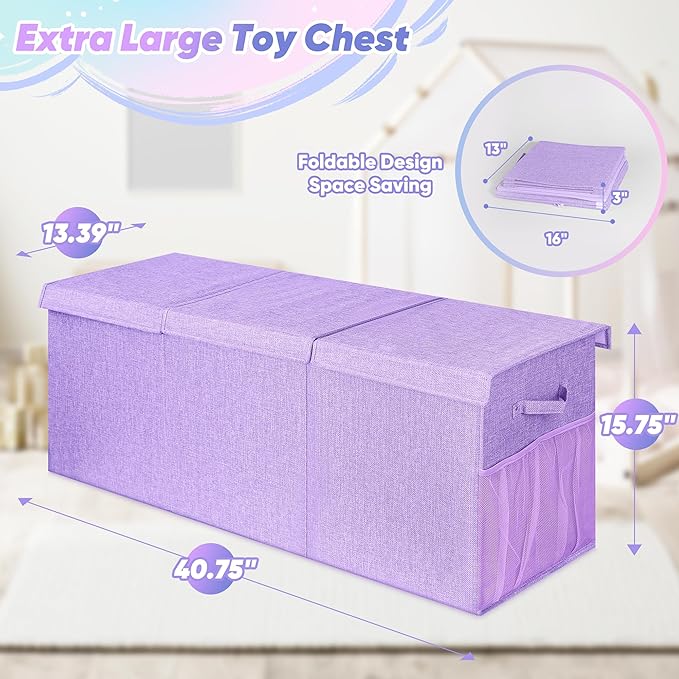 Extra Large Toy Box, Toy Chest for Kids Boys Girls, Collapsible Sturdy Storage - Image 7