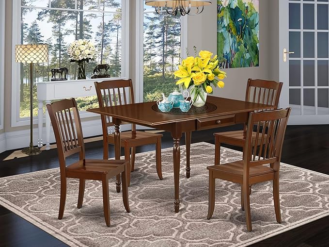 East West Furniture MZDA5-MAH-W 5 Piece Kitchen Table & Chairs Set Includes a - Image 2