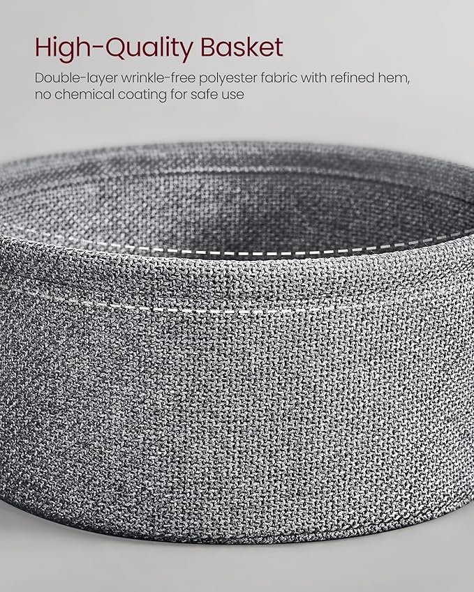 VASAGLE Side Table with Charging Station, Round End Table with Fabric Basket - Image 7