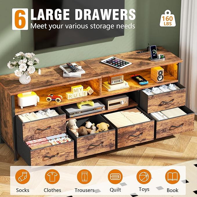Furologee 55" LED TV Stand for Bedroom - Image 3