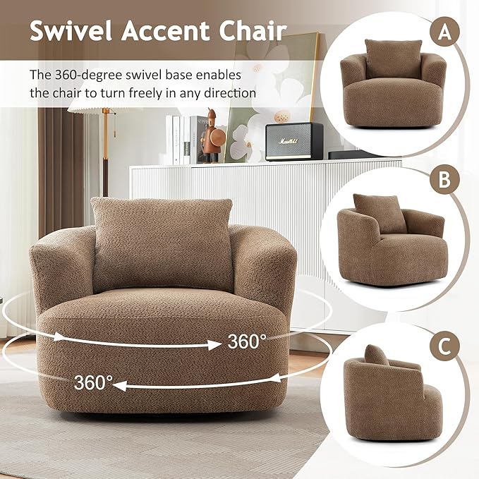 Merax Modern Cozy Chenille 360° Swivel Sofa Chair - Image 3