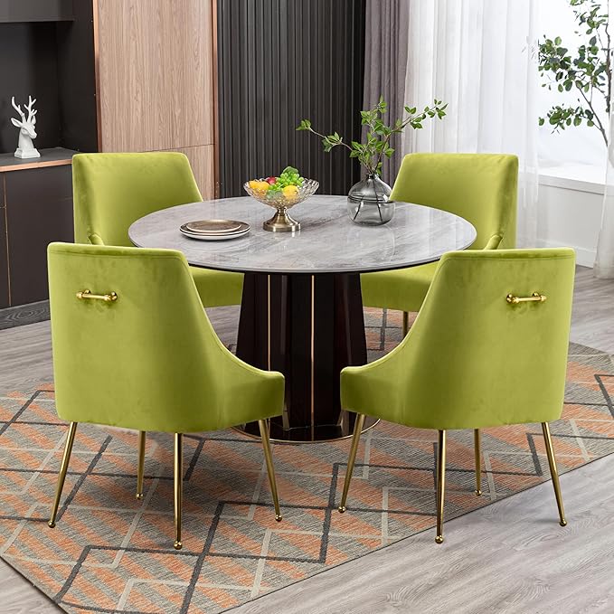 Modern Velvet Dining Chairs Set of 4, Contemporary Upholstered Furniture - Image 2