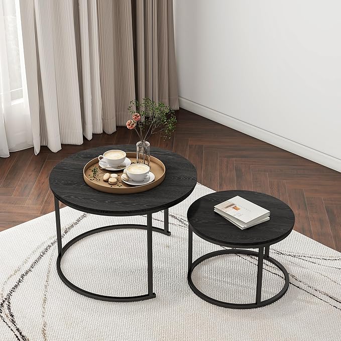 Round Coffee Table Set of 2 End Tables - Image 7