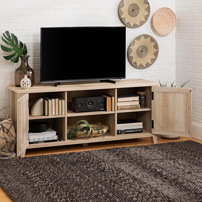 Walker Edison Buren Classic Grooved Door TV Stand - Image 4