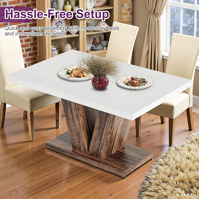 47" Dining Table, Wooden Kitchen Dinner Table Heavy Duty, Farmhouse Table - Image 7