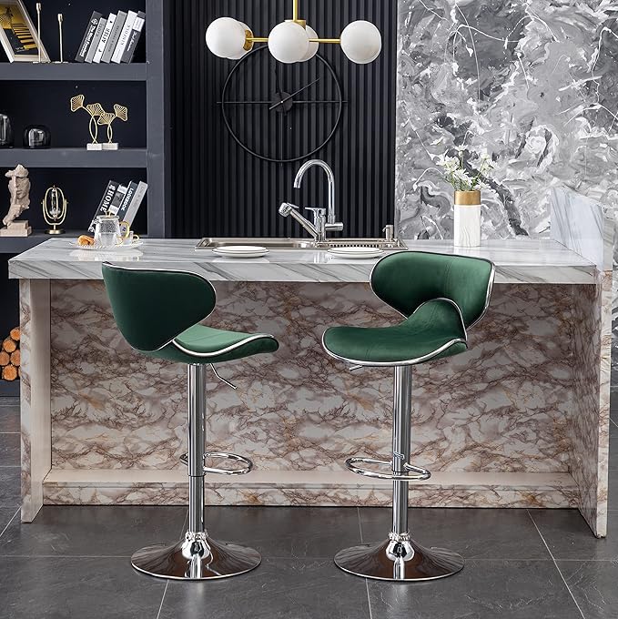 Roundhill Furniture Masaccio Velvet Upholstered Adjustable Swivel Barstool - Image 4