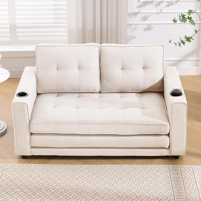 ERYE Modern Upholstered Loveseat Sofa Foldable Convertible Floor Sofabed - Image 3