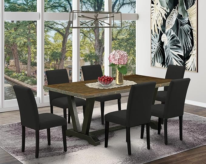 East West Furniture V677AB624-7 7 Piece Dinette Set Consist of a Rectangle - Image 2