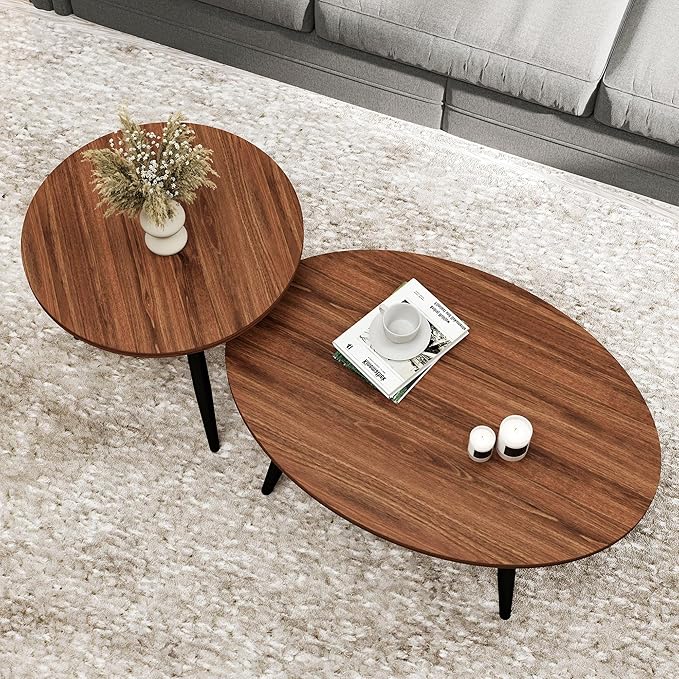 Set of 2 Coffee Table, Nesting Side Table, Living Room Sofa End Table - Image 8