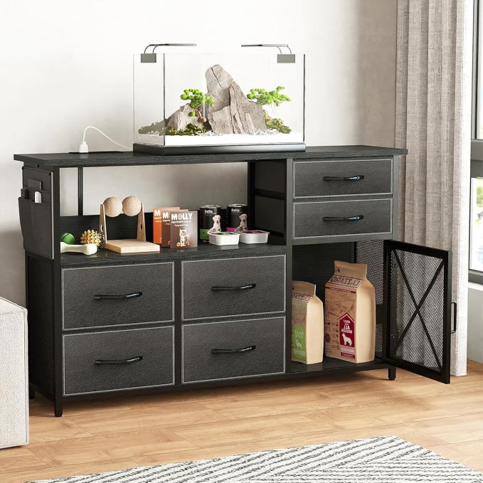 Dresser for Bedroom with LED Lights, TV Stand with Charging Station for 50 inch - Image 5