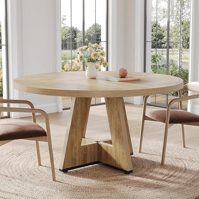 LITTLE TREE Round Dining Table for 4-6 People, 47 Inches Dining Room Table - Image 2