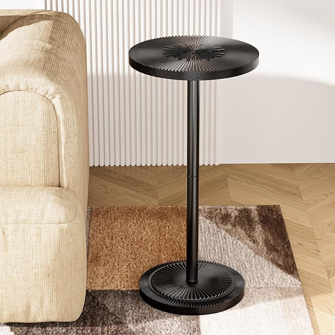 Carved Drink Table, Round Small Side Table by Unknown