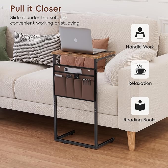Vagusicc C Shaped End Table Set of 2, Tall Side Table - Image 5