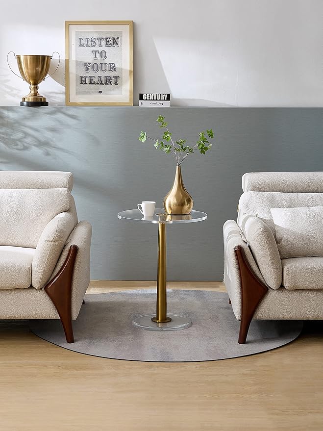 Clear Acrylic Table with Cone Metal Pole … - Image 2