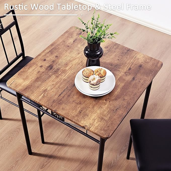 VECELO 3-Piece Small Kitchen Dining Table Set - Image 3