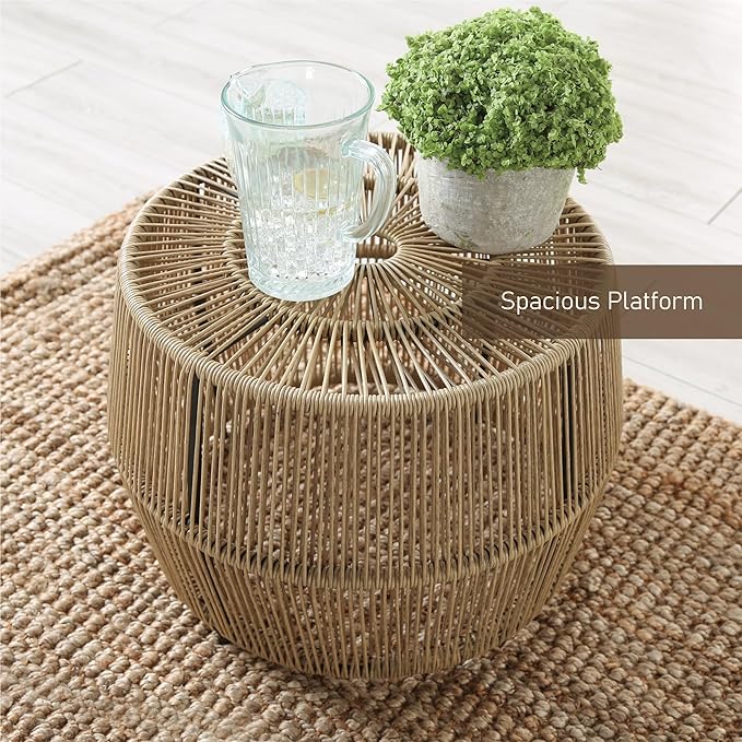Muse & Lounge Co. Ysar Boho Rattan Round Coffee Table Outdoor - Image 3