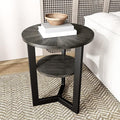 LEEMTORIG Round Side Table, 2-Tier End Table Nightstand by LEEMTORIG