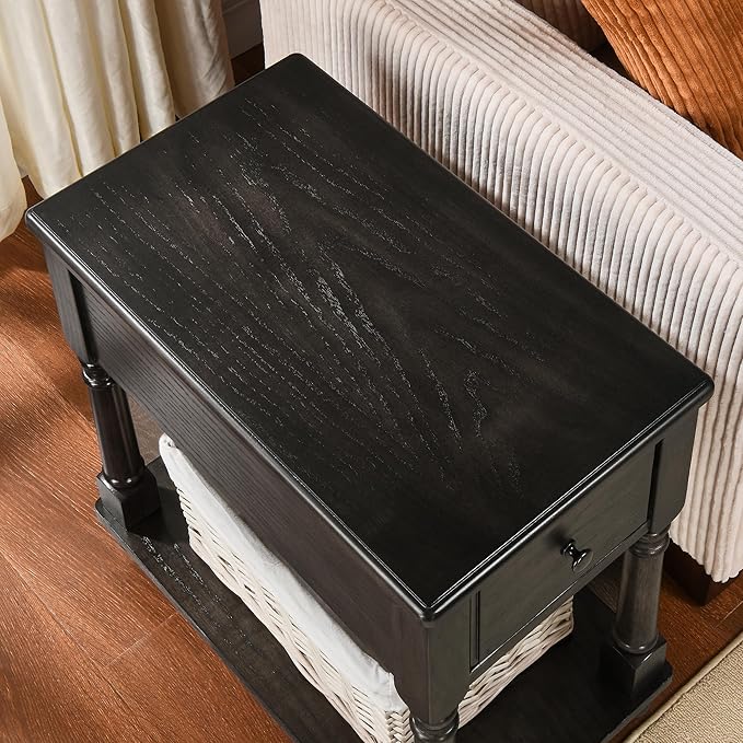 LEEMTORIG Set of 2 Solid Wood End Table Narrow Side Table - Image 5