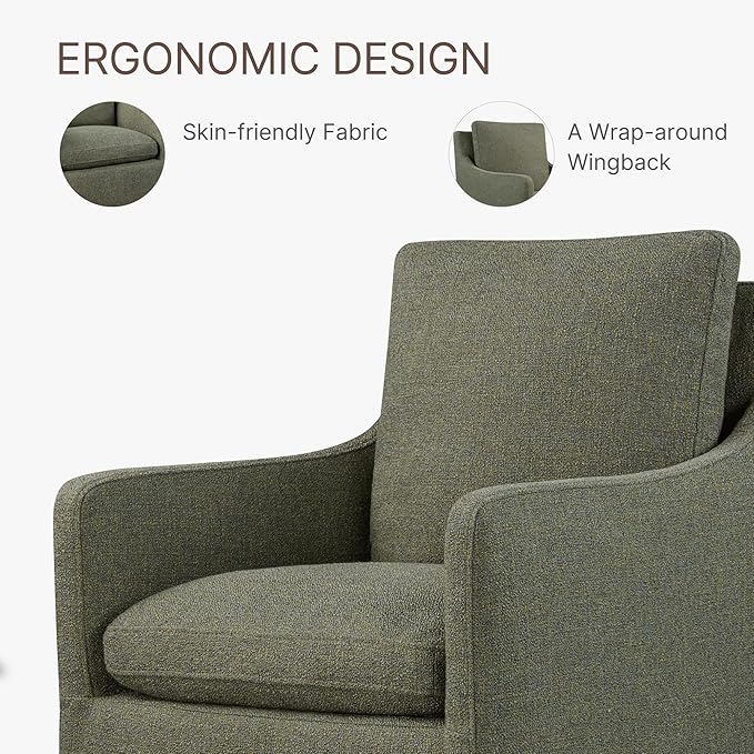 Upholstered Dining Chairs with Casters No Assembly Modern Accent Armchair with - Image 4
