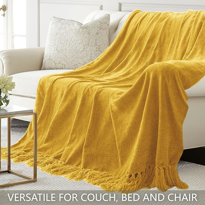 Chenille Throw Blanket for Couch 60"X 80" Twin, Soft Cozy Throws - Image 4
