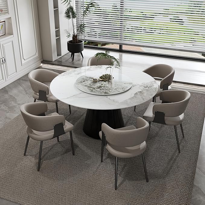 Ball & Cast 7-Piece Dining Set, Faux Marble Table by BallCast