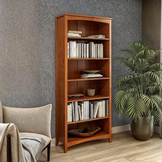Camaflexi Shaker Style 6 Shelf Bookcase / Solid Wood / 72 inch Tall / - Image 8