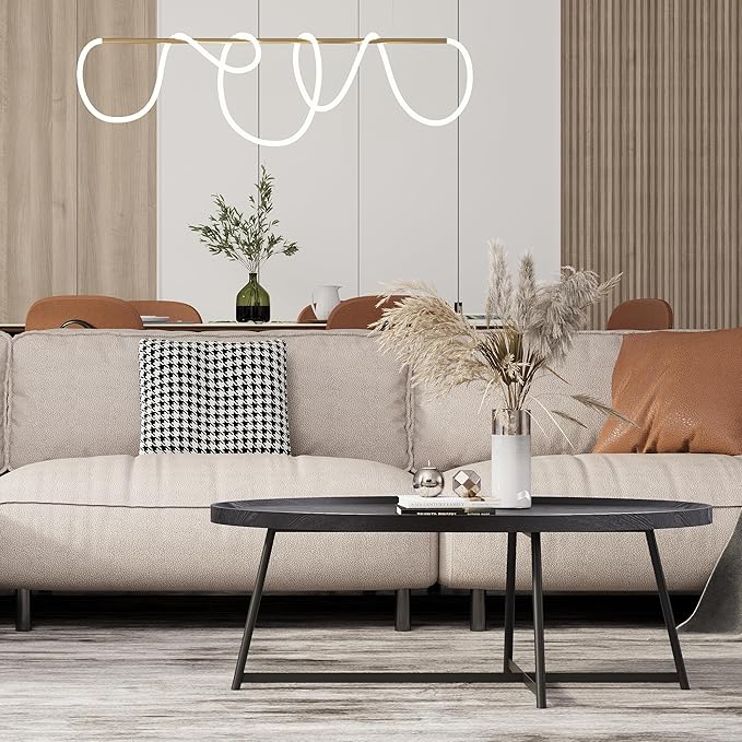 Modern Coffee Table, Oval Wood Coffee Tables Center Table - Image 6