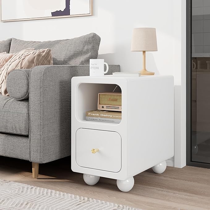 Solid Wood Night Stand, Narrow Nightstand - Image 9