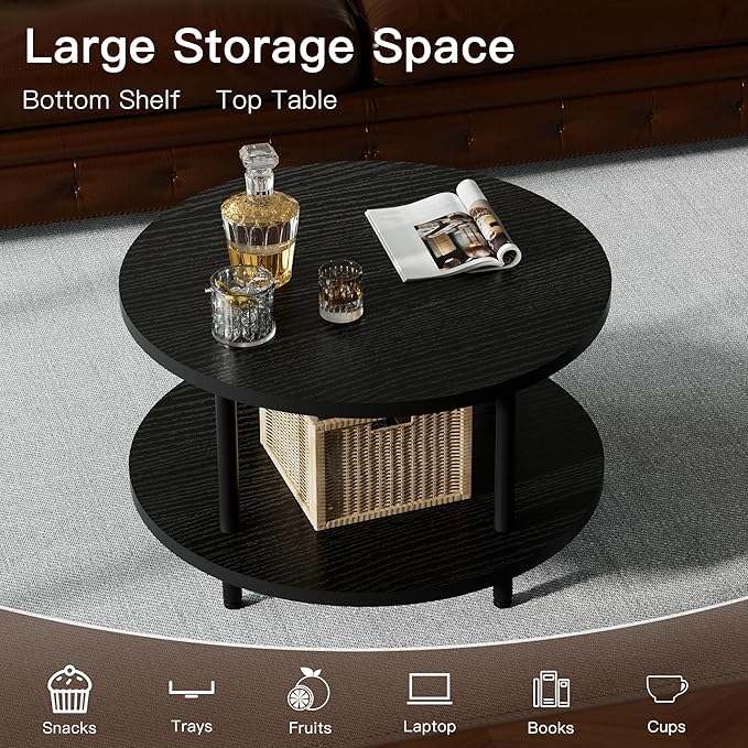 Round Coffee Table, 23.6" Circle Coffee Table - Image 5