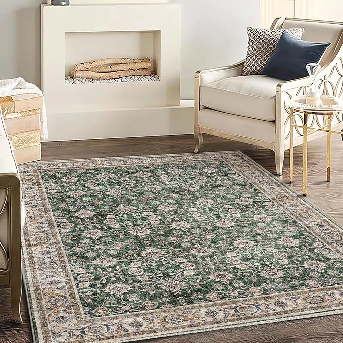 Area Rug 5'x7' Washable Rug Vintage Traditional Floor Cover Thin Retro Kitchen by CHAMPLANT