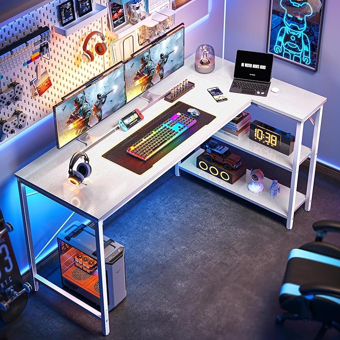 Huuger L Shaped Desk, 55 Inches Computer Desk - Image 6
