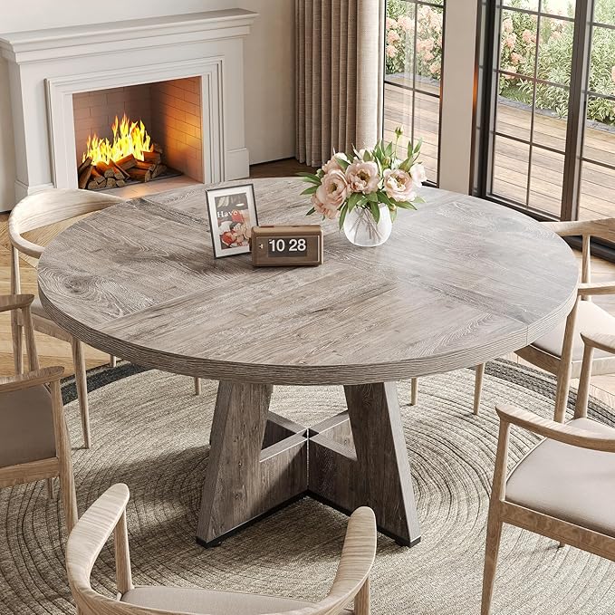 LITTLE TREE Round Dining Table for 4-6 People, 47 Inches Dining Room Table - Image 5