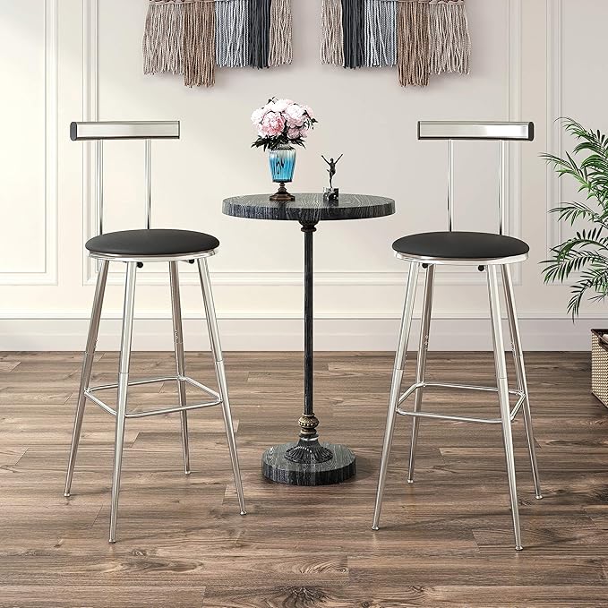 Bar Stools, Bar Chairs with Backrest and Footrest, Industrial Counter Stools - Image 4
