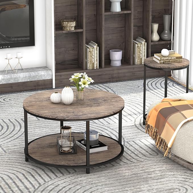 NSdirect Round Coffee Table, 27.5" Small Coffee Table - Image 6