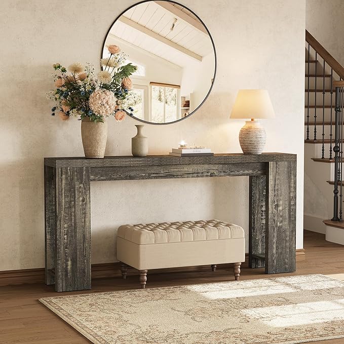 LITTLE TREE 70.9-Inch Long Console Table, Narrow Sofa Table Behind The Couch - Image 4