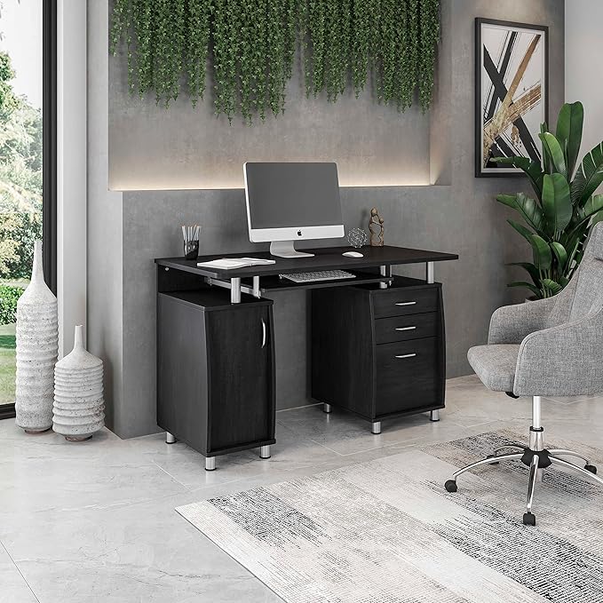 Techni Mobili 47.25" Ergonomic Computer Drawers & File Cabinet - Image 2