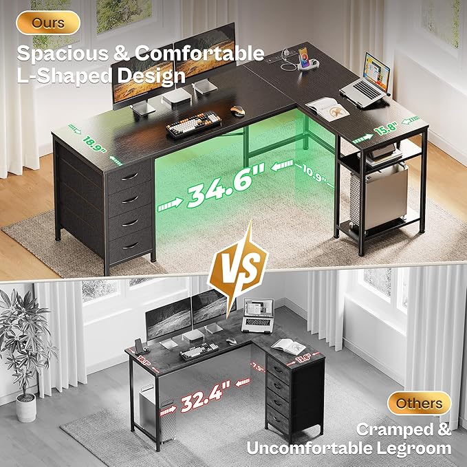 Huuger 63 Inch L Shaped Desk - Image 4