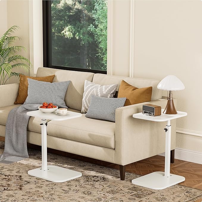 C Shaped End Table for Couch, Adjustable Height Couch Side Table, Horizontal - Image 2