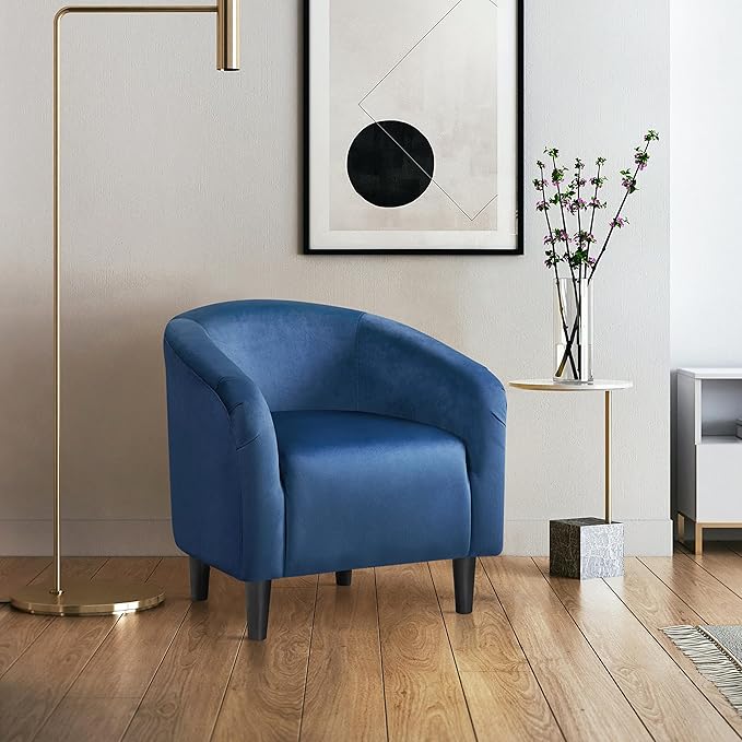 Yaheetech Club Chair, Velvet Accent Chair Upholstered Barrel Chair Sitting Chair - Image 2
