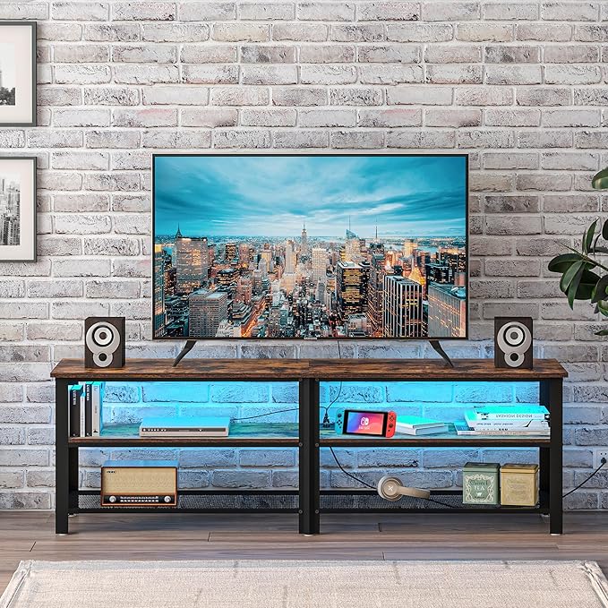 Clikuutory Modern Brown 63 inch Metal TV Stand - Image 2