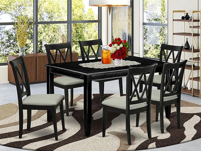 East West Furniture DUCL7-BLK-C 7 Piece Dining Room Furniture Set Consist of a - Image 2