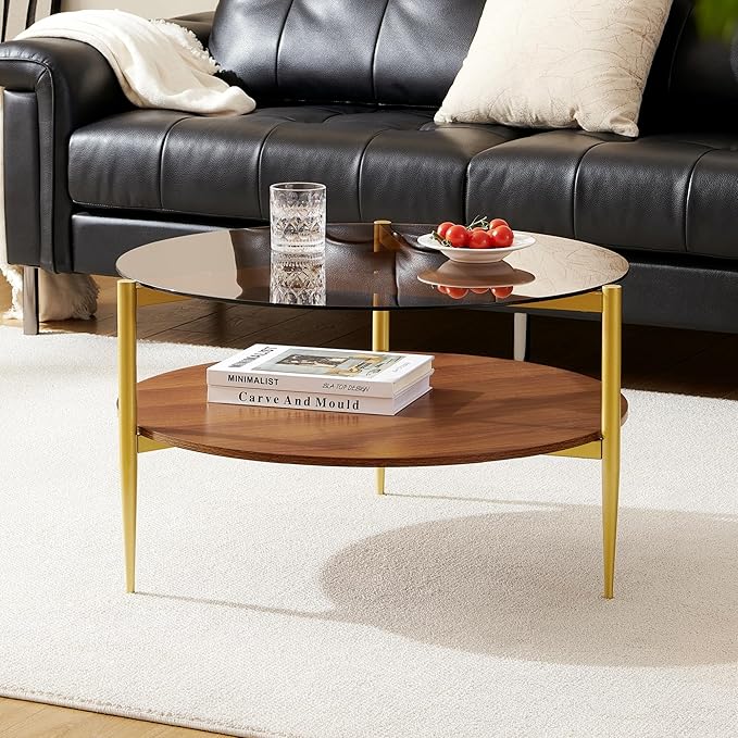 Round Coffee Table, Mid-Century Modern Design, D30*H17 inch, - Image 9