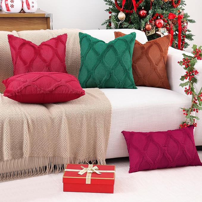 decorUhome Throw Pillow Covers 24x24 Inch Set of 2, Soft Plush Faux Fur Wool - Image 6