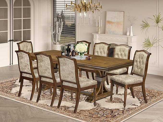 LEMA9-AWA-36 9 Pieces Kitchen Table Set Includes a Rectangular Dining Table and by LuxebyEastWestFurniture