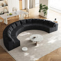 KEIKI Corduroy Curved Sectional Sofa, 6 Seater Symmetrical Modular Semi by Unknown