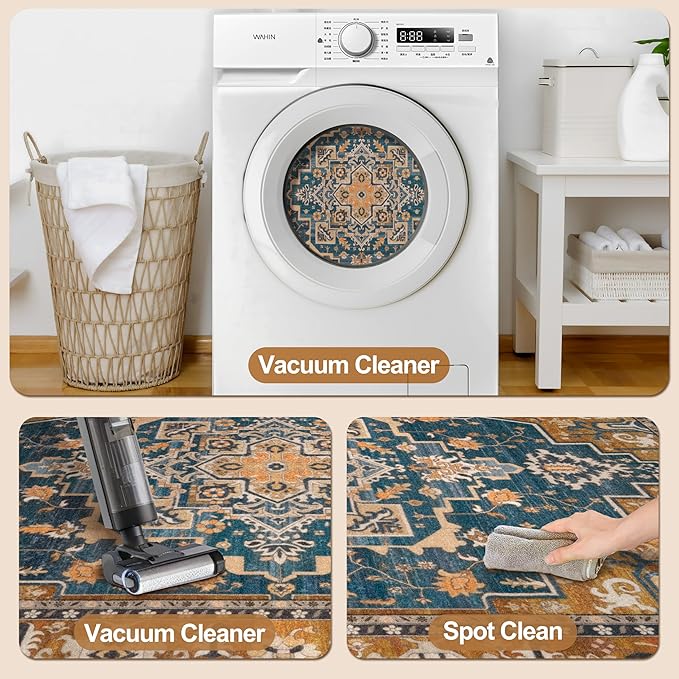 Tangsoo 2x3 Washable Rug for Entryway, Vintage Non Slip Small Area Rug - Image 3