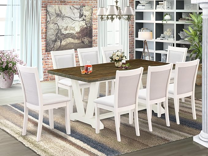 East West Furniture V077MZ001-9 9 Piece Modern Dining Table Set Includes a - Image 2