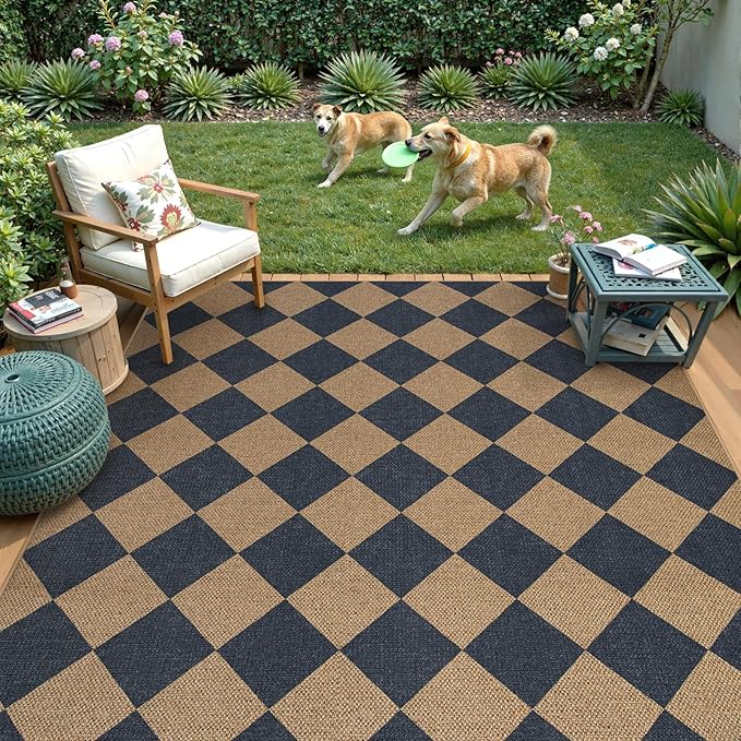 Lahome Checkered Easy Jute Washable Rug, 5x7 Area Rugs - Image 2